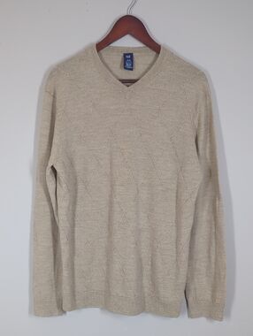 GAP Merino Wool V-Neck Beige Sweater Xl